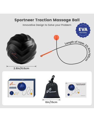 Bola de Masaje Sportneer con Cuerda, Terapia Miofascial 10.99cm