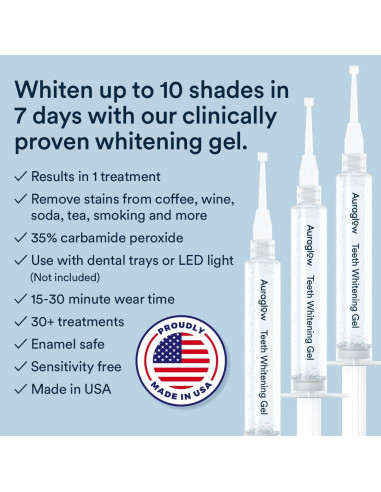 Gel Blanqueador Dental Auraglow 35% 30 Tratamientos