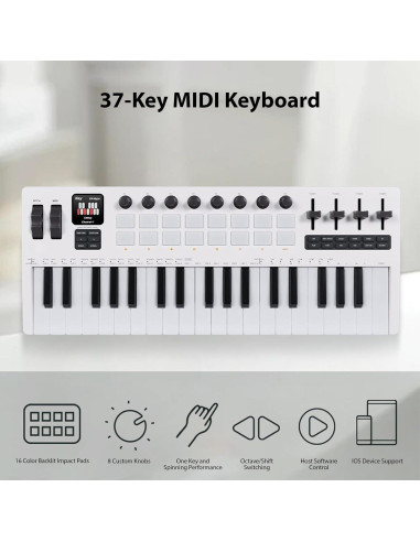Controlador MIDI 37 Teclas Btuty con Almohadillas RGB y Faders