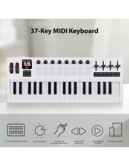 Controlador MIDI 37 Teclas Btuty con Almohadillas RGB y Faders