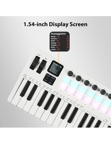Controlador MIDI 37 Teclas Btuty con Almohadillas RGB y Faders