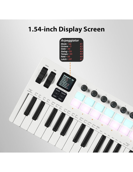 Controlador MIDI 37 Teclas Btuty con Almohadillas RGB y Faders