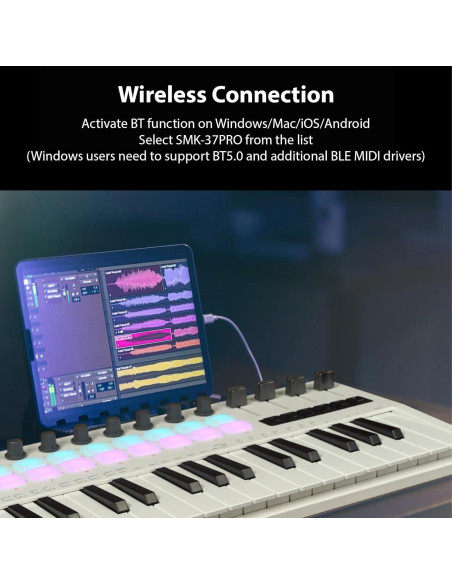 Controlador MIDI 37 Teclas Btuty con Almohadillas RGB y Faders