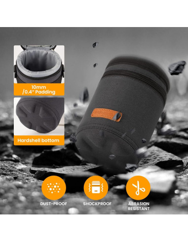 Funda Dura TARION para Lentes de Cámara Mediana Negra