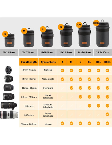 Funda Dura TARION para Lentes de Cámara Mediana Negra