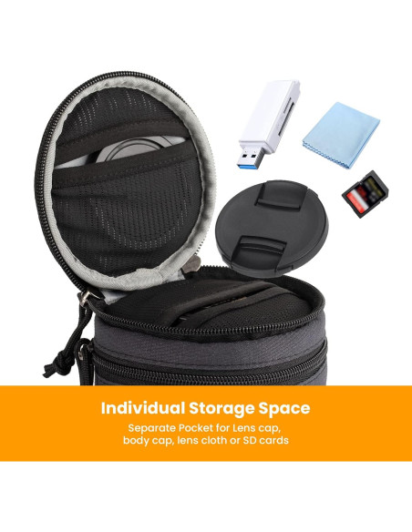 Funda Dura TARION para Lentes de Cámara Mediana Negra