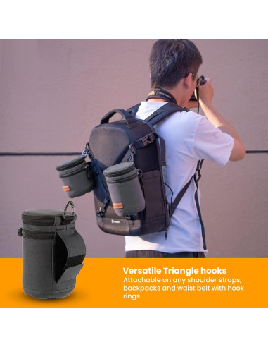 Funda Dura TARION para Lentes de Cámara Mediana Negra