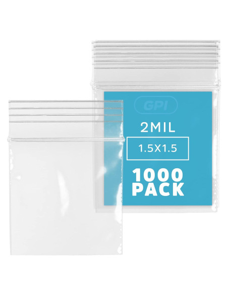 Bolsas de Plástico Transparentes GPI 3.81x3.81 cm 1000 Unidades