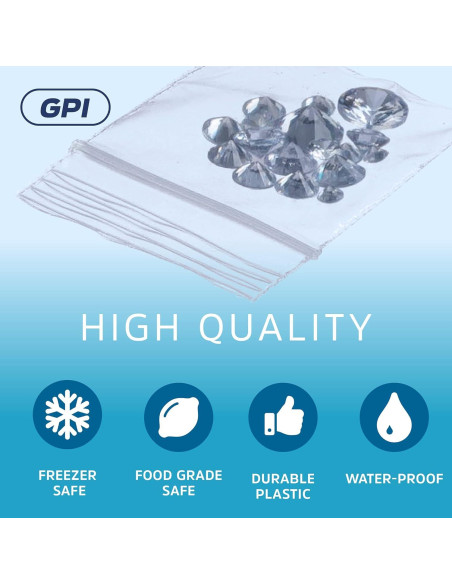 Bolsas de Plástico Transparentes GPI 3.81x3.81 cm 1000 Unidades