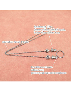 Cadena de Gafas Clip Alrededor del Cuello Acero Inoxidable 2