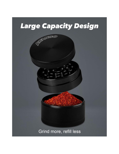 Molino de Especias Manual Awanso 2" Zinc Negro Duradero