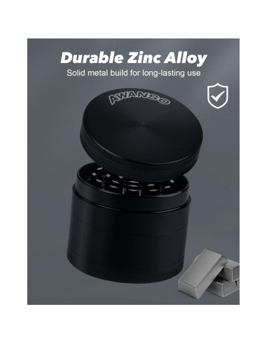 Molino de Especias Manual Awanso 2" Zinc Negro Duradero