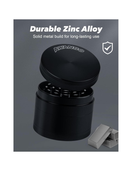 Molino de Especias Manual Awanso 2" Zinc Negro Duradero