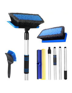 Kit de Lavado de Autos Wontolf 65 cm con Cepillo y Mitón Azul