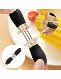 Juego de 10 Sujetadores para Mazorcas de Maíz CCDANSIYUCR - Acero Inoxidable y Silicona 2