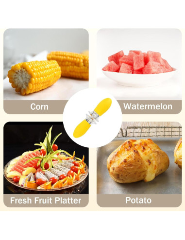 Juego de 10 Sujetadores para Mazorcas de Maíz CCDANSIYUCR - Acero Inoxidable y Silicona