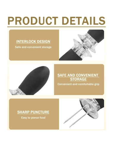 Juego de 10 Sujetadores para Mazorcas de Maíz CCDANSIYUCR - Acero Inoxidable y Silicona