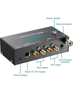 Mini Preamp Phono YGiTK KTY024eu RCA 6.35mm Bajo Ruido 2