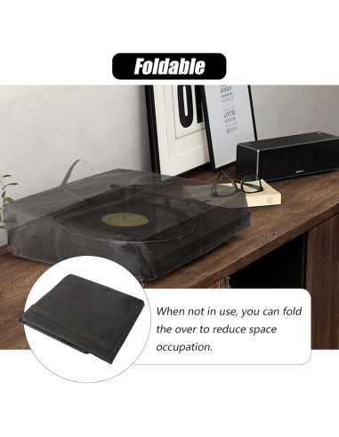 Cubierta de Polvo para Tocadiscos SEJGGKQ 45.72x38.1cm Negra