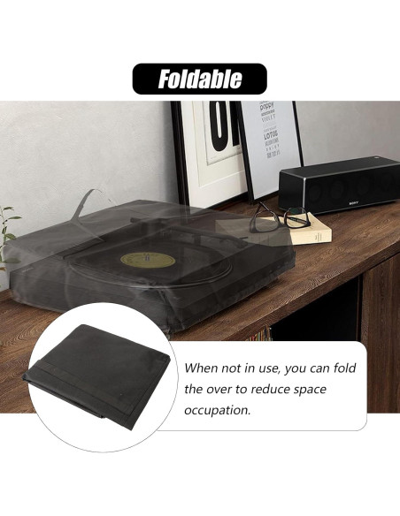 Cubierta de Polvo para Tocadiscos SEJGGKQ 45.72x38.1cm Negra