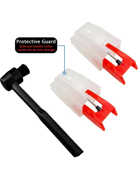 Agujas de Tocadiscos Rojo 2pcs + Cepillo de Limpieza Estiló
