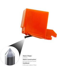 Agujas de Tocadiscos ATN3600L Naranjas + Cepillo - 2 PCS 2