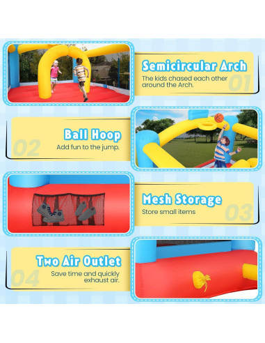 Casa Inflable AKEYDIY con Doble Tobogán y Aro de Baloncesto