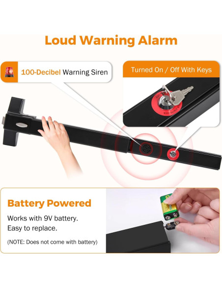 Barra de Pánico BEAMNOVA con Alarma para Puertas 70-104 cm