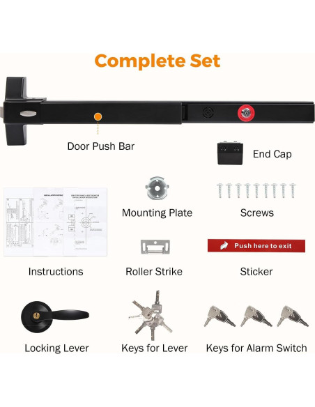 Barra de Pánico BEAMNOVA con Alarma para Puertas 70-104 cm