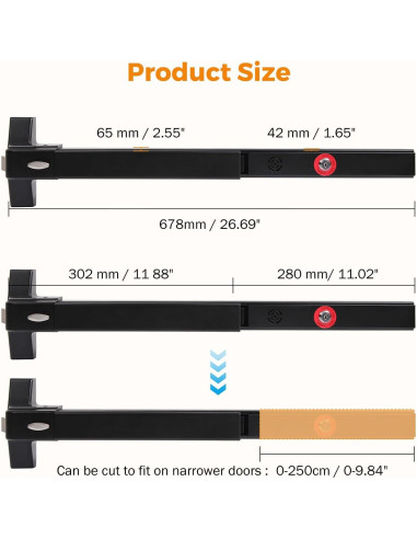 Barra de Pánico BEAMNOVA con Alarma para Puertas 70-104 cm