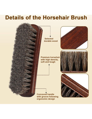 Cepillo de Zapatos Profesional Lyssra 100% Pelo de Caballo