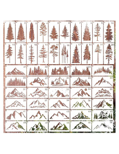 Plantillas de Pintura de Montañas y Árboles YHSLMH - 50 Piezas