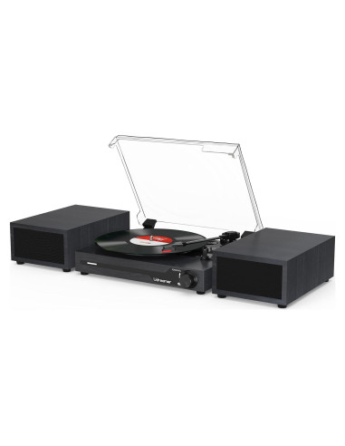 Reproductor de Vinilo Portátil Udreamer Negro Bluetooth 3 Velocidades