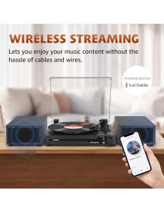 Reproductor de Vinilo Portátil Udreamer Negro Bluetooth 3 Velocidades 2