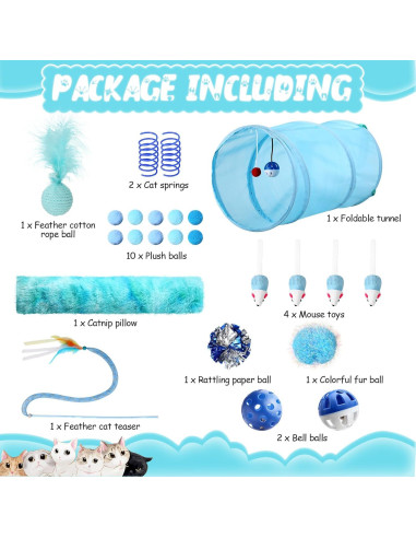 Juego de 24 Piezas de Juguetes para Gatos Foilswirl - Interactivos