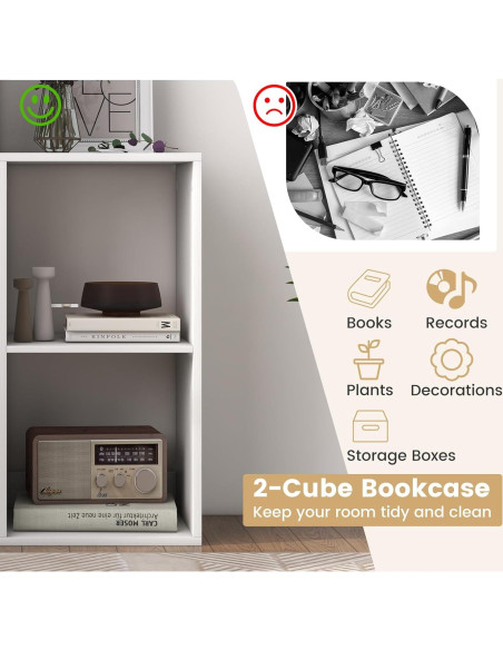 Estantería Independiente 2 Cubos Giantex Blanca Antivuelco