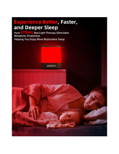 Luz Nocturna Roja ARVIN 670nm Control Táctil USB 12cm 2