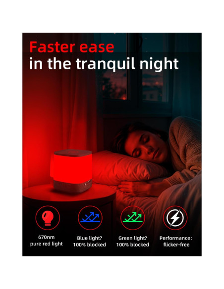 Luz Nocturna Roja ARVIN 670nm Control Táctil USB 12cm