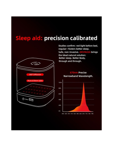Luz Nocturna Roja ARVIN 670nm Control Táctil USB 12cm
