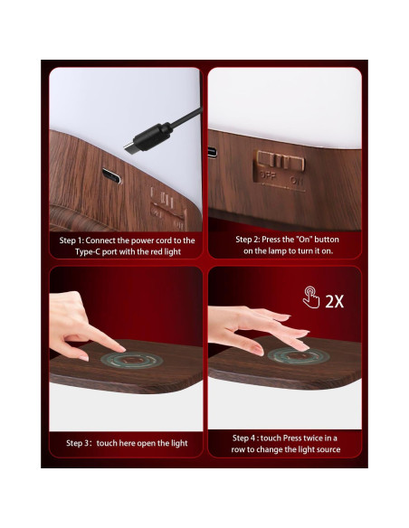 Luz Nocturna Roja ARVIN 670nm Control Táctil USB 12cm