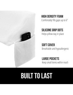 Almohada Cuña GORILLA GRIP Queen Espuma Alta Densidad Blanca 2