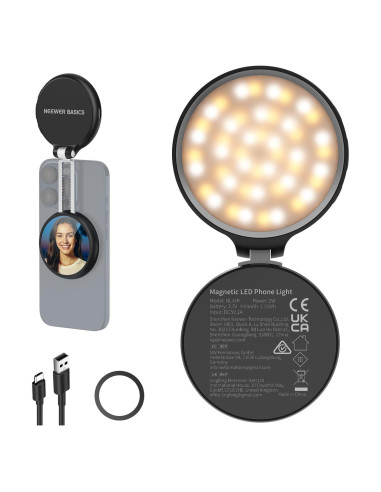 Luz LED Selfie NEEWER NL48R con Espejo y Soporte, 1160lx