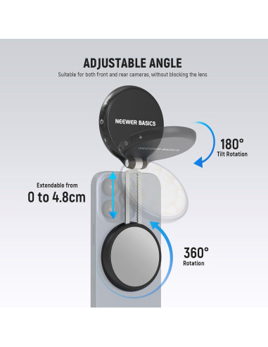 Luz LED Selfie NEEWER NL48R con Espejo y Soporte, 1160lx
