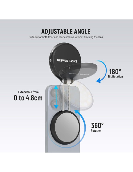 Luz LED Selfie NEEWER NL48R con Espejo y Soporte, 1160lx