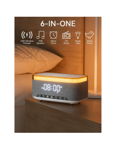 Reloj Despertador Bluetooth Reatsoc R168 con Cargador 10W 2