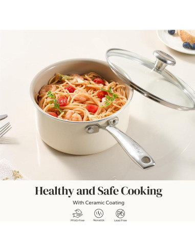 Cacerola Cerámica RedChef 2.5QT Antiadherente con Tapa