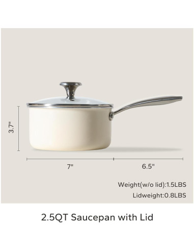 Cacerola Cerámica RedChef 2.5QT Antiadherente con Tapa