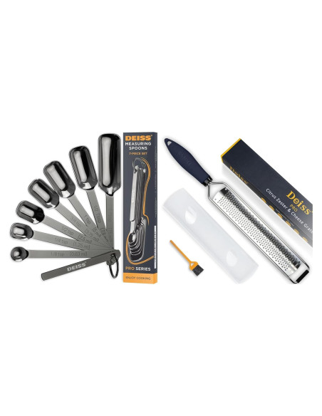 Cucharas Medidoras de Acero Inoxidable Deiss PRO y Rallador