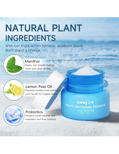 Polvo Blanqueador de Dientes Gaayou 50g Sabor Menta Natural 2