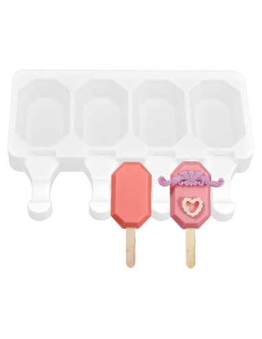 Moldes de Paletas de Silicona Yuecoom - 4 Paletas Octagonales